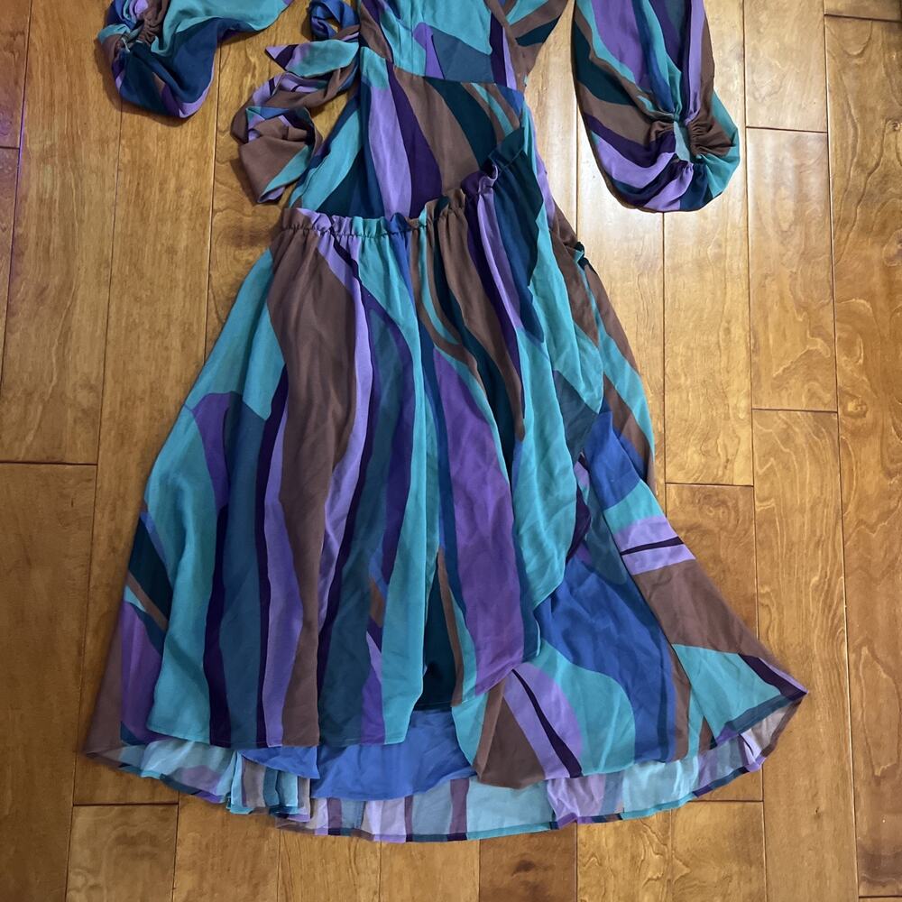 Anthropologie Hutch Abstract Wrap Maxi Dress XS Boho Wedding Guest Formal Event - Picture 5 of 15